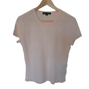 Albert Nípon Women's Pink Textured Knit Short Sleeve‎ Top Size 4